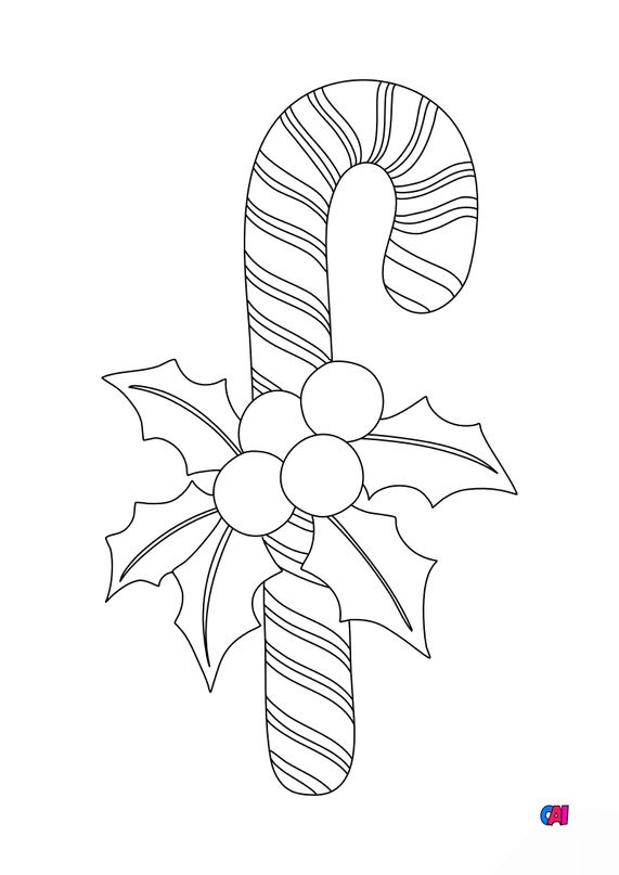 Coloriage De Noel A Imprimer Sucre D Orge Et Houx