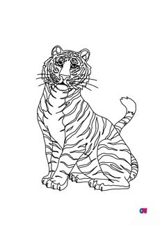 Coloriages d'animaux - Un tigre
