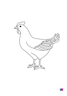 Coloriages d'animaux - Poule 1