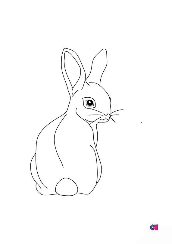 Coloriages d'animaux à imprimer  Lapin de dos