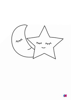 Mes premiers coloriages - Lune et étoile