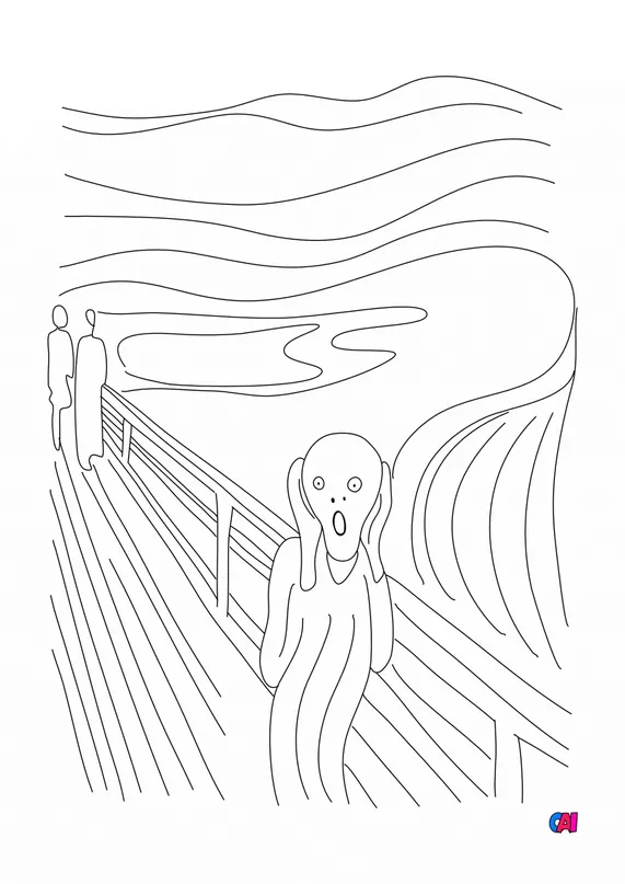 Download Coloriages de bâtiment et d'oeuvres d'art à imprimer - Le cri Edvard Munch