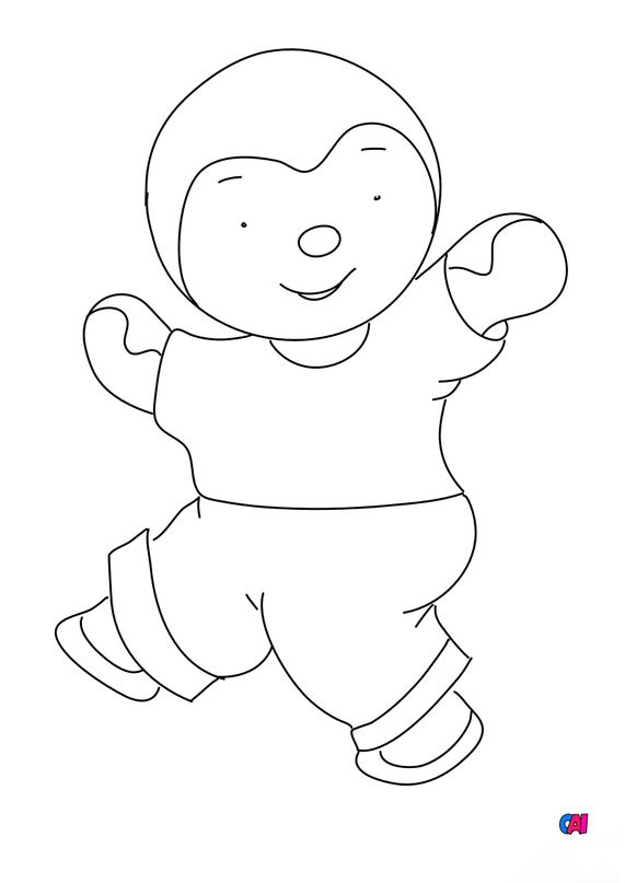 Coloriage T'choupi à imprimer T'choupi joue