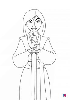 Coloriage Mulan - Mulan et son épée