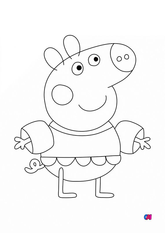 Coloriage Peppa Pig à imprimer  Peppa a la plage