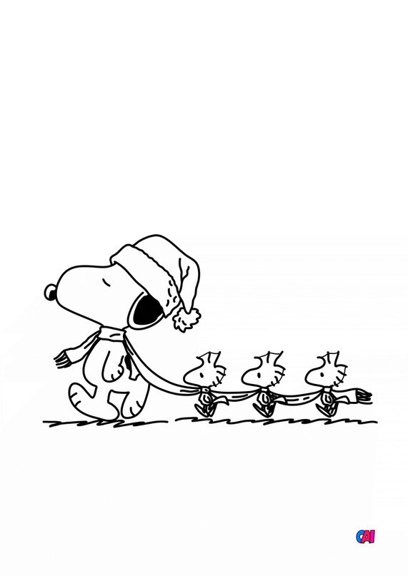 Coloriage Snoopy   imprimer Woodstock et compagnie