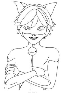 Coloriage Miraculous chat noir à imprimer avec Tête à modeler