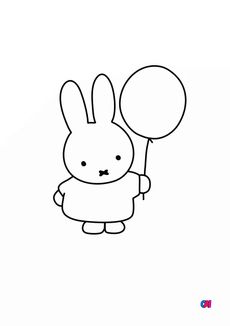Coloriage Miffy - Miffy et son ballon