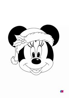 Coloriage de Noël - Tête de Minnie pour Noël