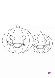 Coloriages Halloween - Deux citrouilles terrifiantes