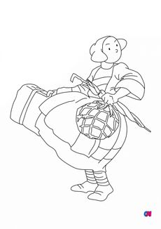 Coloriage Bécassine - Bécassine et sa valise