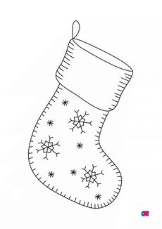 Coloriage de Noël - Chaussette de Noël à accrocher