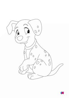 Coloriage les 101 dalmatiens - Dalmatien au collier bleu