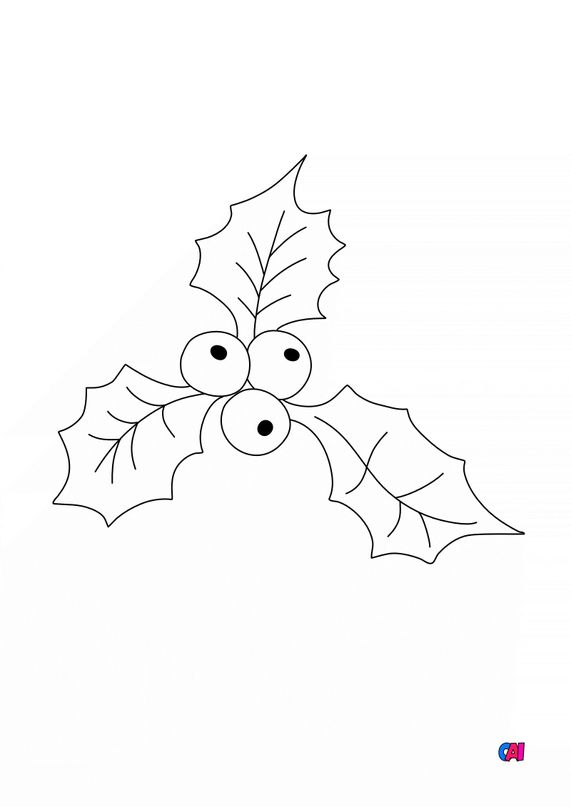 Coloriage de Noël à imprimer Houx