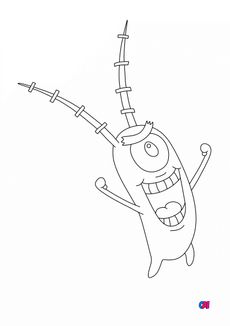 Coloriage Bob l'éponge - Sheldon plankton