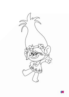 Coloriage Les Trolls - Poppy salue