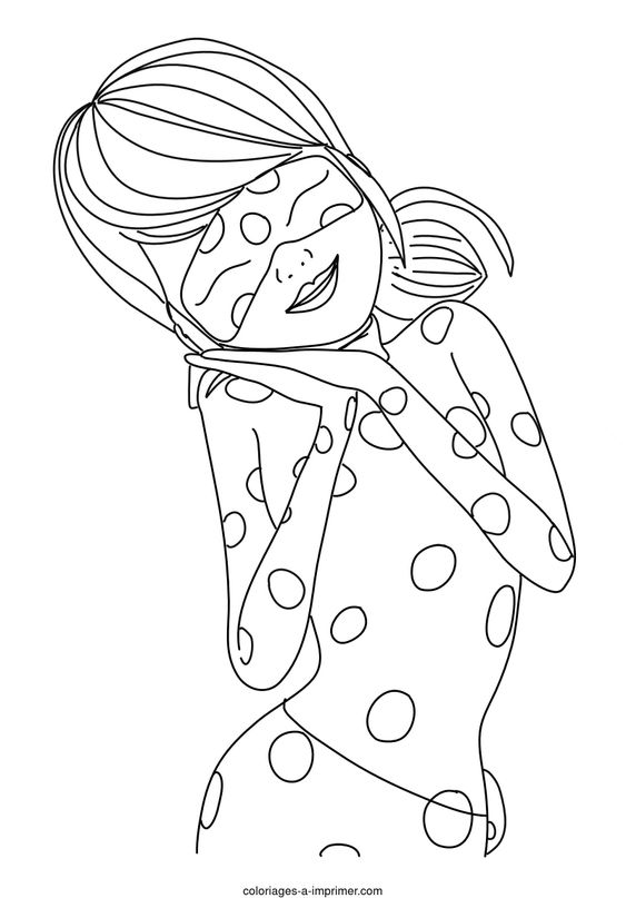 Coloriage Miraculous Ladybug à imprimer  Ladybug pense à Adrien