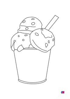 Coloriage gastronomie - Glace en pot