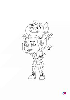 Coloriage Vampirina - Vampirina et Gregoria sur son dos