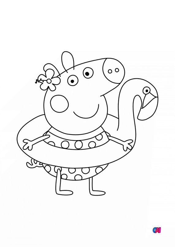 Coloriage Peppa Pig à imprimer - Peppa et sa bouée