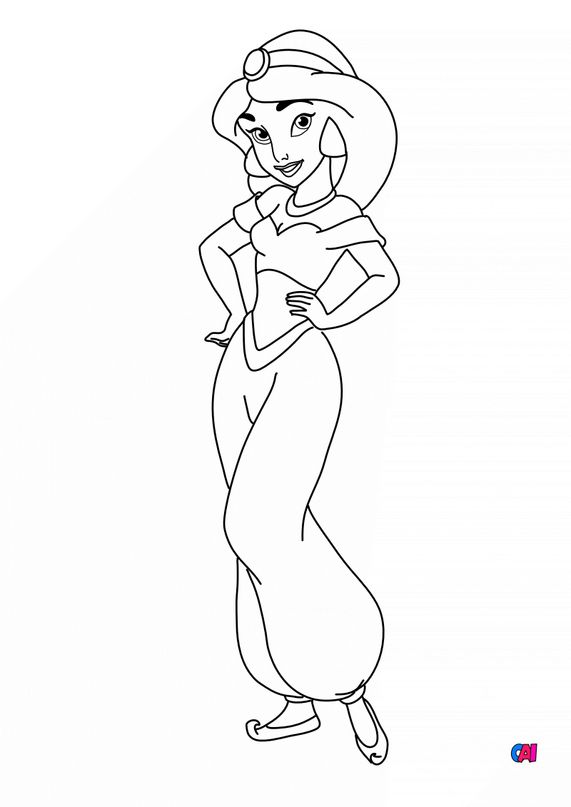 Coloriage Aladdin à imprimer  Jasmine