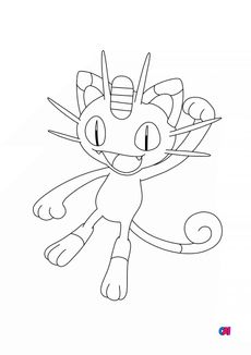 Coloriage Pokémon - 52 - Miaouss