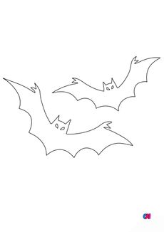 Coloriages Halloween - Deux Chauves-souris