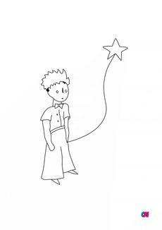 Coloriage Le petit Prince - Le petit prince et son étoile