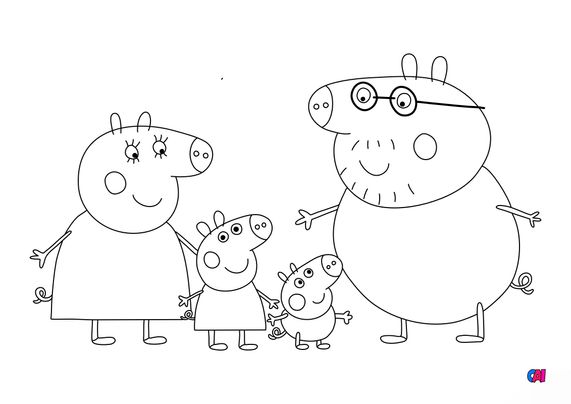 Coloriage Peppa Pig à imprimer  Peppa et sa famille