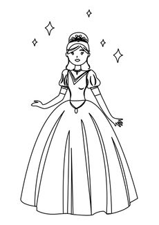 Coloriage de Princesses - princesse et étoiles