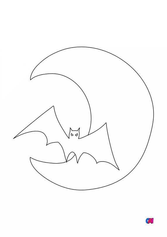 Coloriages Halloween A Imprimer Lune Et Chauve Souris