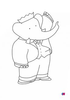 Coloriage Babar - Babar saluant