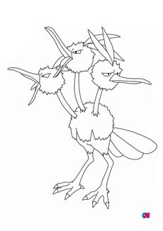 Coloriage Pokémon - 85 - Dodrio