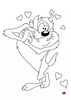 Coloriage Looney Tunes - Taz amoureux