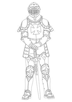 Coloriages de chevalier - Chevalier en armure