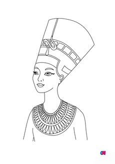 Coloriage Egypte ancienne - Nefertiti