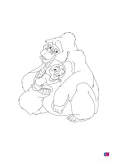 Coloriage de Tarzan - Tarzan et le gorille