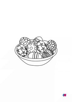 Coloriage Pâques - Oeufs de Pâques décorés