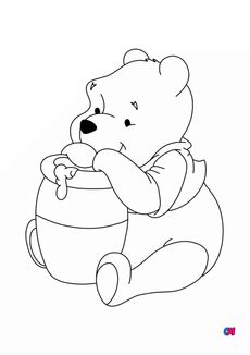 Coloriage Winnie l'ourson - Winnie l’ourson et son pot de miel