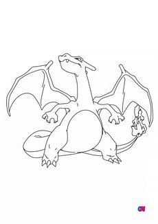 Coloriage Pokémon - 6 - Dracaufeu