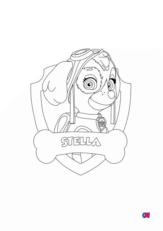 Coloriage Pat Patrouille à imprimer - Stella - Badge