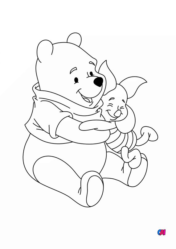 Coloriage Winnie l'ourson à imprimer Winnie et Porcinet