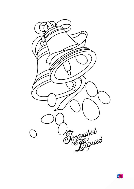 Coloriage Paques A Imprimer Joyeuses Paques Cloches