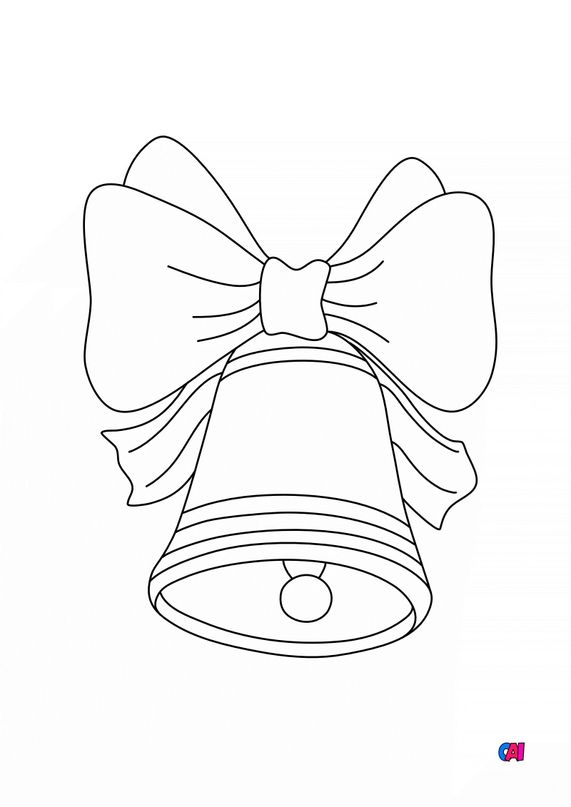 Coloriage de Noël à imprimer Cloche et ruban