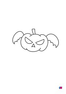 Coloriages Halloween - Citrouille volante