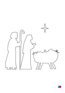 Coloriage de Noël - La Nativité 2