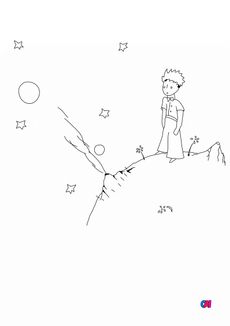 Coloriage Le petit Prince - Le petit prince sur son astéroïde B612