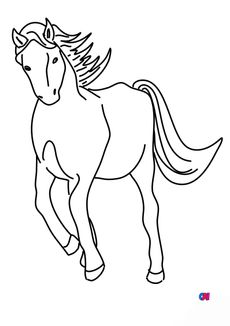 Coloriage de chevaux - Cheval au trot