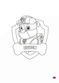 Coloriage Pat Patrouille - Ruben badge